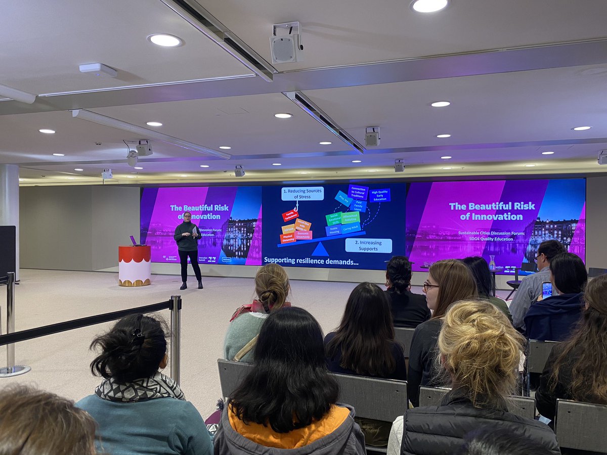 “Think about resilience as a seesaw. On one side we have all the challenges and on the other side we have positive things- protective factors. What can we do when the scale is imbalanced? Reduce sources of stress and increase supports.” - Dr. Stephanie Jones #HundrEDSummit