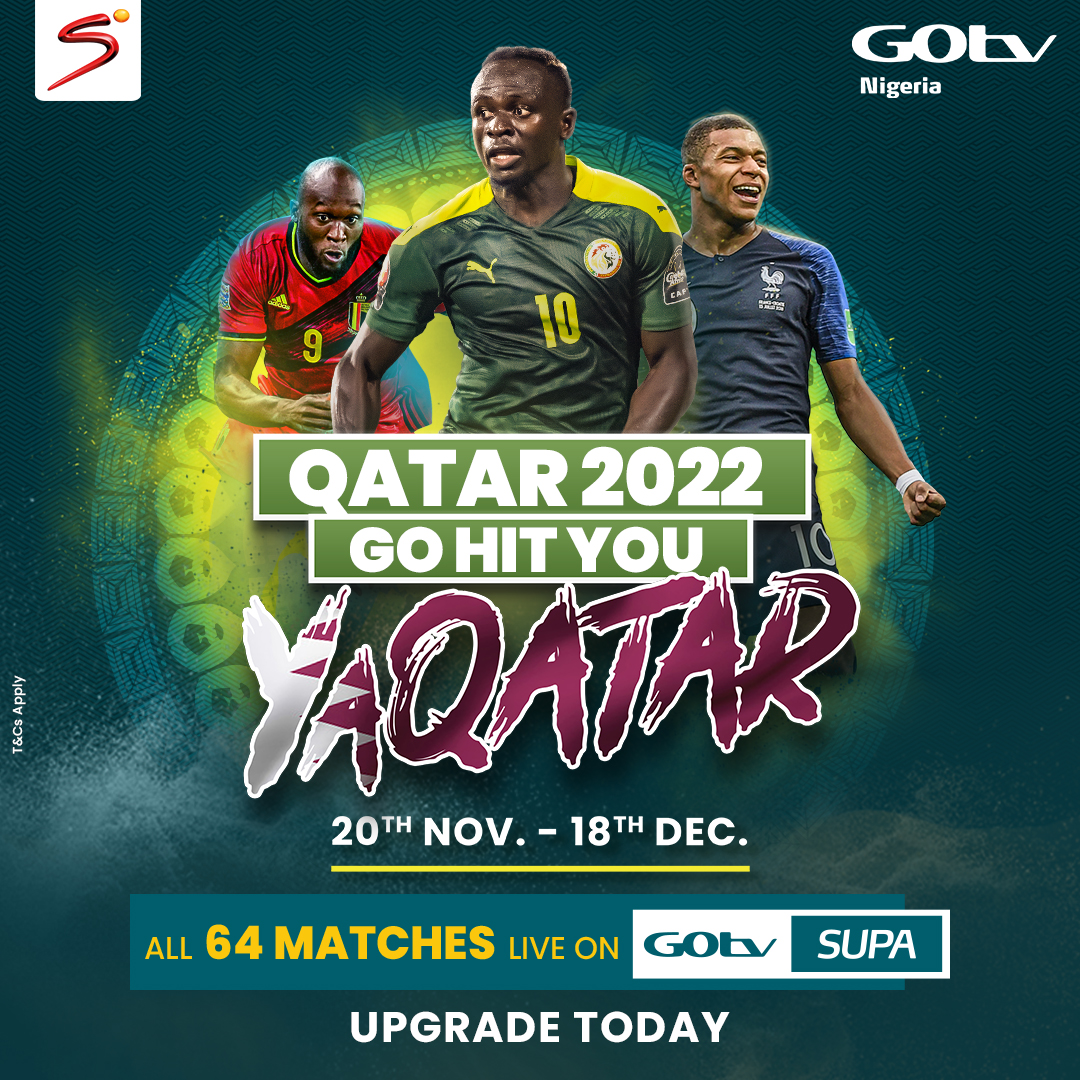Are you ready?

The #FIFAWorldCup is just around the corner. 
Upgrade to GOtv Supa to watch all the games. 

All 64 games will be showing live on GOtv, & you definitely don’t want to miss any of the action! 

Download the #MyGOtvApp to stay connected to quality entertainment.
