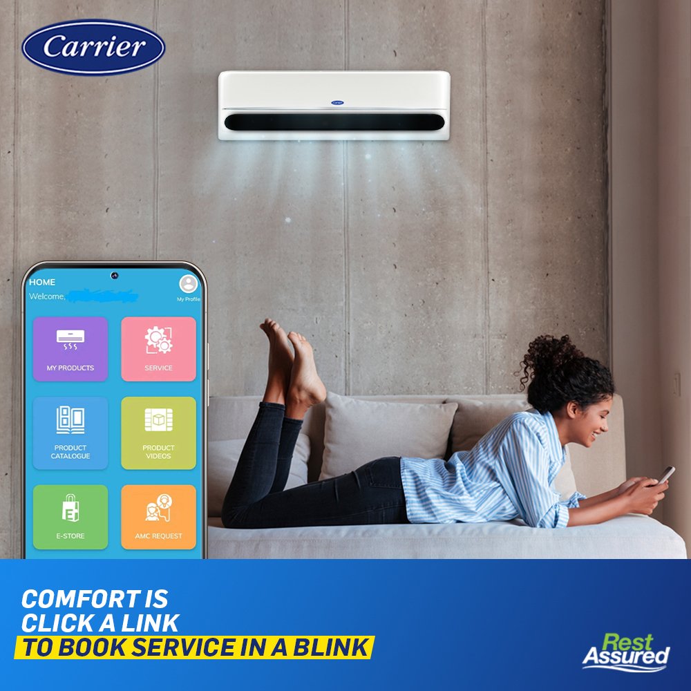 CarrierMideaInd's tweet photo. Booking a service to sustain your comfort should not be a hassle. Click on the link provided and book it while relishing in your comfort.
#carriercomfort #fallinlovewithcarriercomfort #fatherofcool #restassured #supercomfortable #comfort #flexicool https://t.co/IXhLySuWO3
