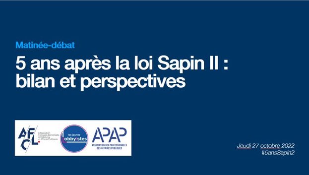 ellynkal's tweet photo. .#5ansLoiSapinII, un événement pour faire le bilan et définir les perspectives de la Loi Sapin II, 5 ans après son entree en vigueur. https://t.co/sZcWyKkprh