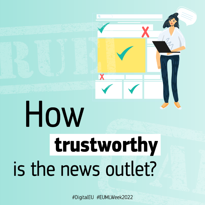 DigitalEU's tweet photo. Information is power & #MediaLiteracy can help us spot what's trustworthy and what's disinformation.
This #EUMLWeek2022, check out some tips on what to watch out for and remember to always make sure you #FactCheckIt 👇