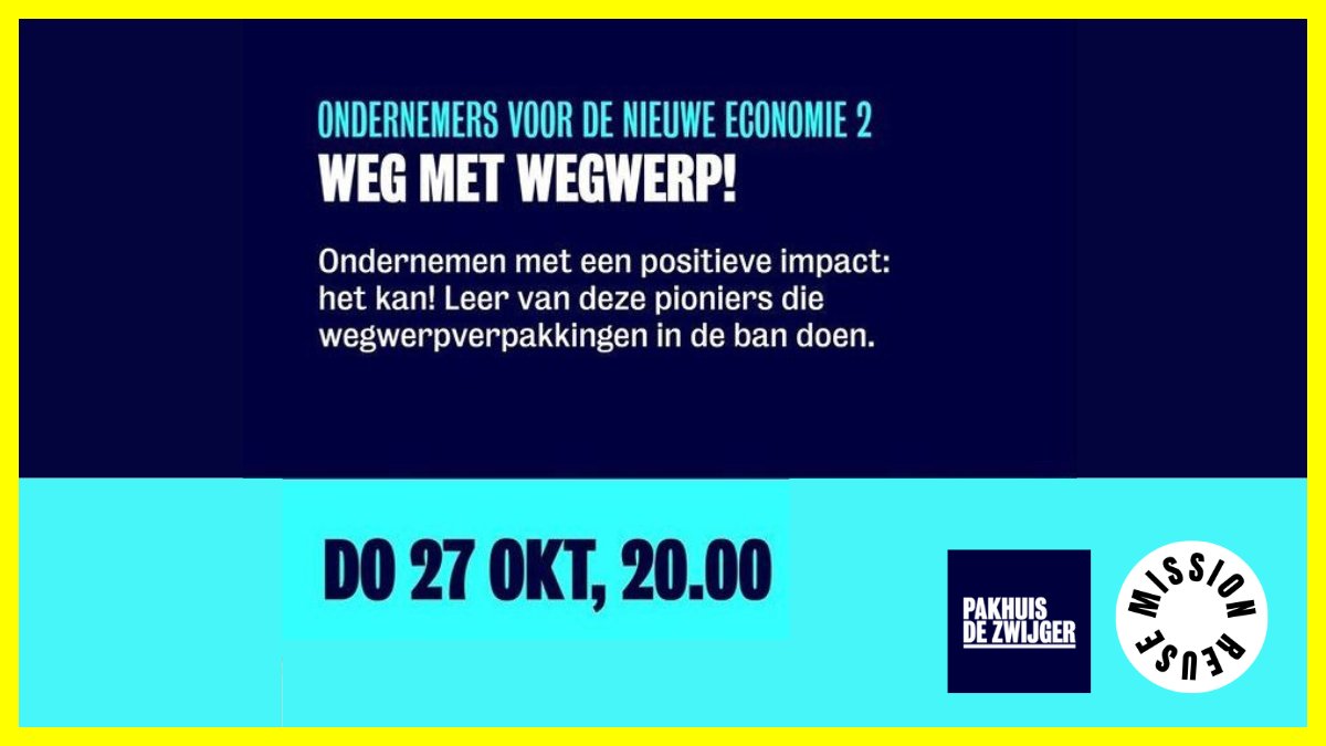 Vanavond om 20:00u in Pakhuis <a href="/De_Zwijger/">Pakhuis de Zwijger</a>: Weg met wegwerp! Laat je inspireren door ondernemers die nu al met circulaire bedrijfsmodellen werken. 

Wil jij erbij zijn? Er zijn nog een paar plaatsen beschikbaar, meld je snel aan via: dezwijger.nl/programma/onde… #duurzaamondernemen