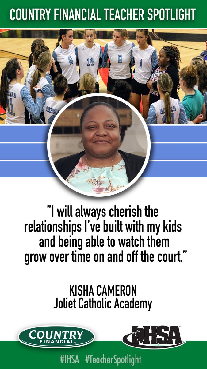 🔦 COUNTRY Financial Teacher Spotlight 💚 👩‍🏫 Kisha Cameron 😇 Joliet Catholic Academy 📖 Director of Diversity & Inclusion 🏐 Girls Volleyball Head Coach 🔗 Read Kisha's story➡️ihsa.org/News-Media/Ann… #IHSA #TeacherSpotlight