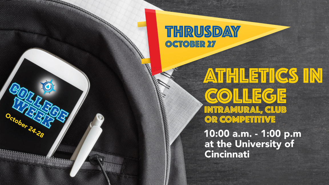IamCPS's tweet photo. Today's #CPSCollegeWeek celebration is focused on athletics in college! Whether you’re interested in playing club sports or Division 1-3, there's an outlet for your competitive spirit! Stay tuned for updates from our @uofcincy event with CPS students!

https://t.co/4PTuQsaLMq https://t.co/3lynTgfWDD
