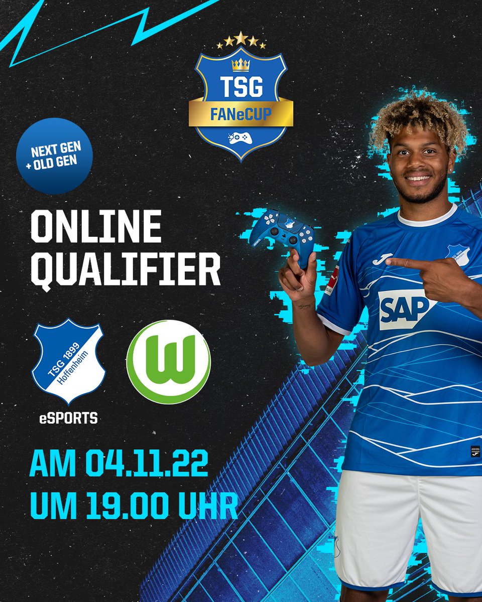 Finally! Der #TSGFaneCup ist zurück!🔥

Spielt euch im K.O.-System bis ins große Finale am 12. November in der PreZero Arena &amp; qualifiziert euch für unser Scouting-Turnier!

Zur Anmeldung ⤵️

🎮 Old Gen: bit.ly/3gNKOXI
🎮 Next Gen: bit.ly/3Fo9Rew

#TSGeChampion