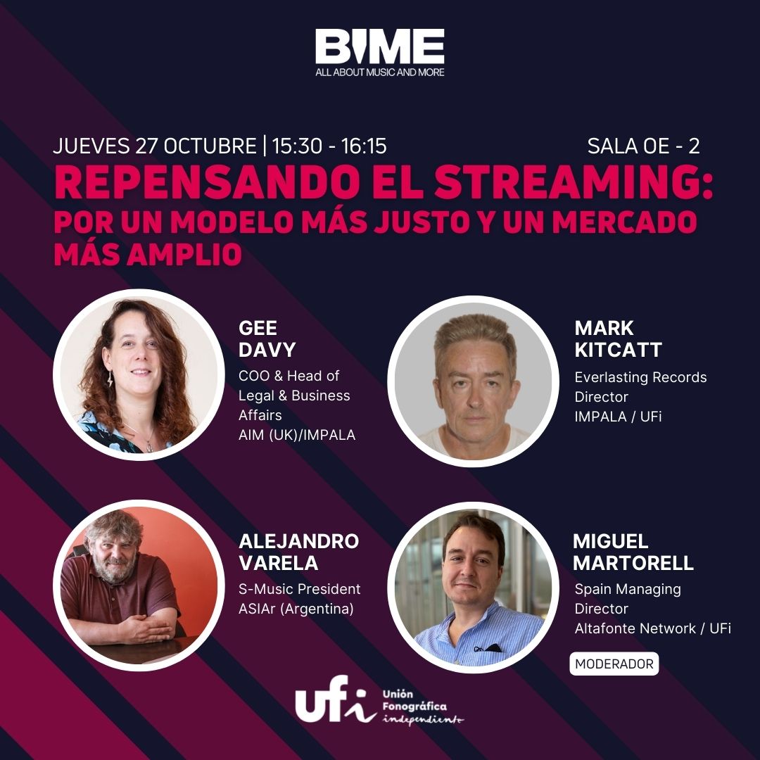 Today at <a href="/BIMEnet_/">BIME</a>, <a href="/AIM_UK/">AIM</a>'s <a href="/The_Oh_Gee/">Oh Gee</a> and <a href="/ufimusica/">UFi</a>'s @MarkKitcatt will discuss IMPALA's 10-point plan to rethink #streaming, grow the market in the #digital age &amp; discuss where niche music fits into a monocultural trend.
Moreℹ️ bit.ly/3FlPVbR