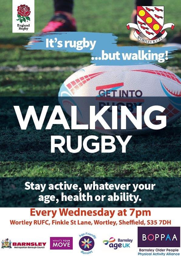 Been down a few times now. Such a good laugh and a lot less painful! 😂

Why not come by and give it a go?

@WortleyRugby @AgeUK_Barnsley @BarnsleyMoving @PenistoneTeam 

#BOPPAA #PhysicalActivity #Walking #Strength #Balance #Rugby #WalkingRugby