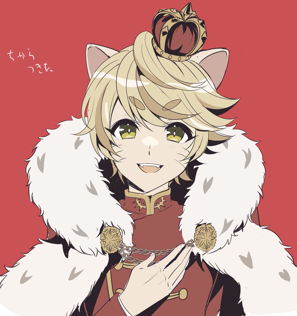 male focus 1boy crown animal ears red background solo blonde hair  illustration images