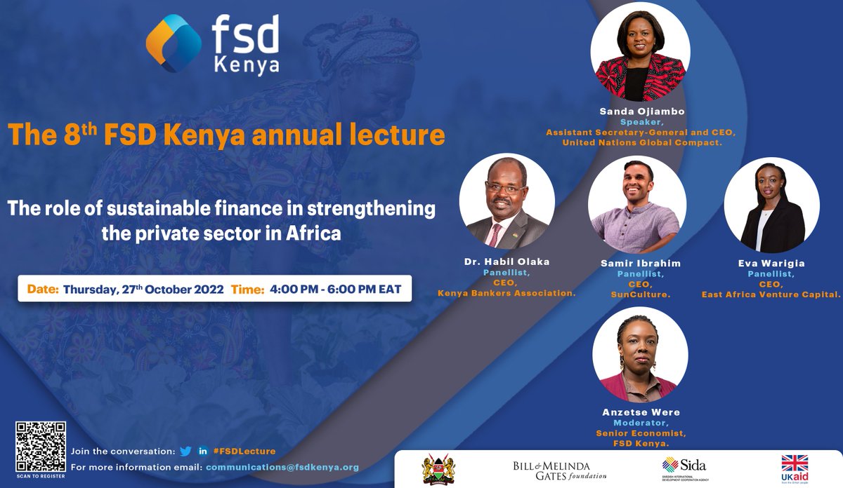 🟢Going live at 4PM (EAT)!

Join the 8th #FSDLecture as we hear from 
<a href="/SandaOjiambo/">Sanda Ojiambo</a> and other key panelists on "The role of sustainable finance in strengthening the private sector".

Link to the YouTube stream: youtube.com/watch?v=Xgz0YB…
