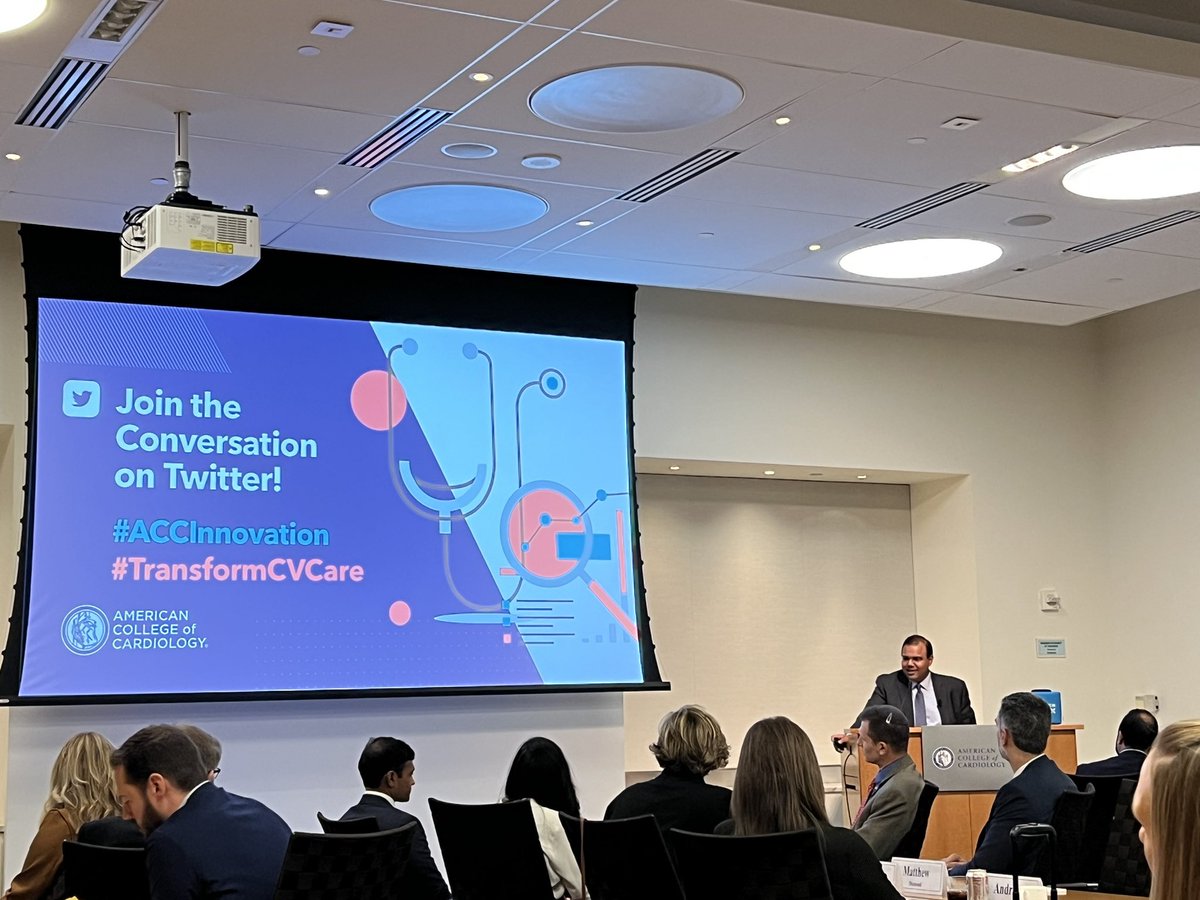 At @ACCinTouch Applied Health Innovation Consortium Summit, led off by @nihardesai927 @YaleCardiology - focusing on health innovation through application of #ArtificialIntelligence. Broad community of clinicians, scientists, & industry partners together @ Heart House @AmiBhattMD