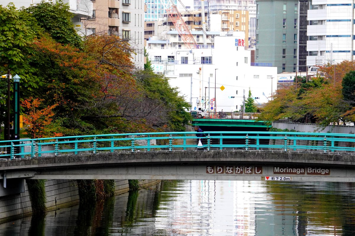 ﾊﾟｼｬｯ Σp[【◎】]ｑゝω・*)東京２３区の風景 《目黒川の森永橋と東海道新幹線》 森永橋は、かつて近くに森永製菓の工場があったことに由来。右奥の東海道新幹線はN700AとN700Sのロゴ部分です。(:D)┓ ＃風景 ＃風景写真