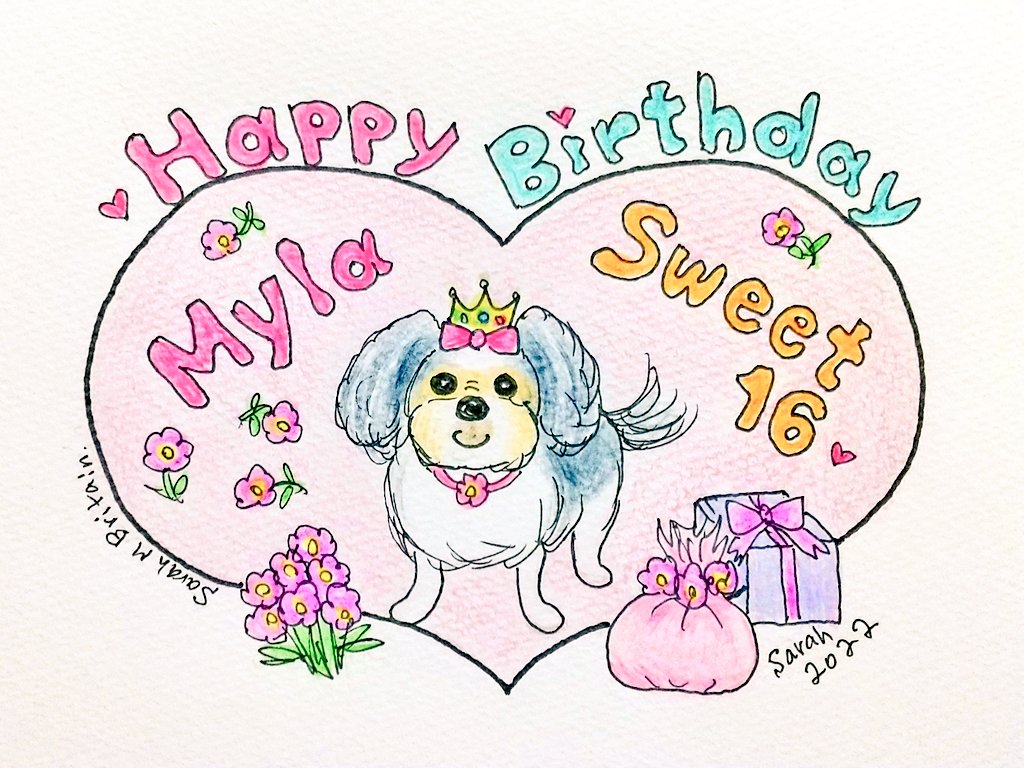 @HeatherDodd6 Happy birthday, Myla. Hip hip hooray, hip hip hooray, hip hip hooray! 🎉🎂🎈🎁🎶🙋🤗💖💝 I drew your birthday card drawing. Hope you like it 😊🤗🙋😙💖 (©2022 Sarah M Britain.)