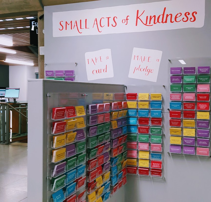 If you are in the library at the University of Leicester, look out for this Pledge Wall. It is based on 2 walls that were developed by RCMG at Museum Studies and The National Trust property Calke Abbey. #kindness #museumstudies #Leicester