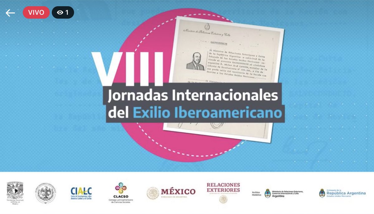 🔴 #EnVivo Iniciamos el segundo día de actividades de las VIII Jornadas Internacionales del Exilio Iberoamericano. 👉🏼 facebook.com/ArchivoCancill… @CIALCUNAM @CancilleriaARG @_CLACSO