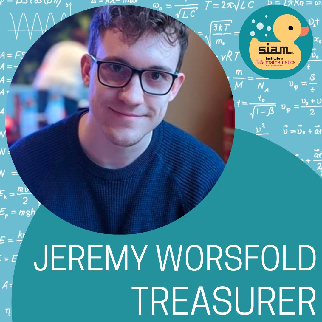 Let's introduce our treasurer Jeremy Worsfold! Jeremy is a third year PhD student (fourth year @SAMBa_CDT ) who researches collective motion and stochastic interacting particle systems. Outside of maths he spends much of his time either playing or watching some sort of sport. ⚽️
