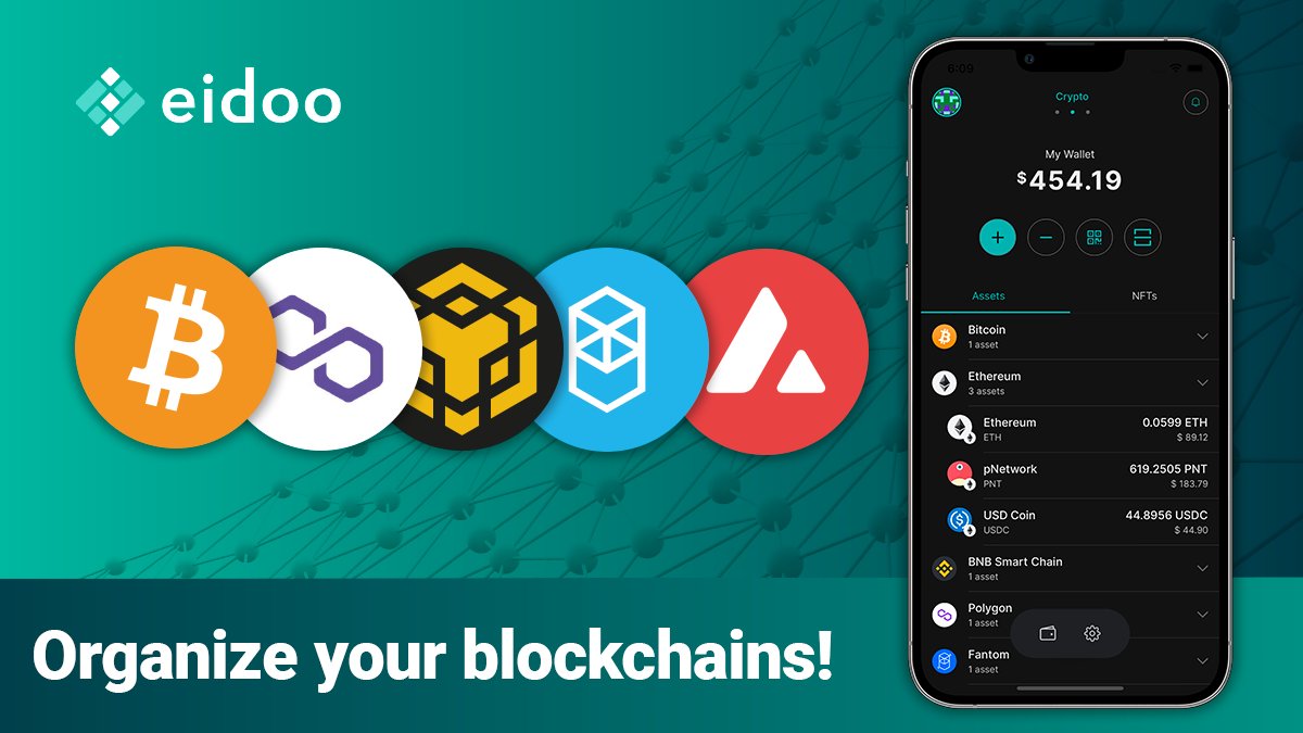 ⛓ Eidoo v2 allows you to handle your favorite crypto assets on the #Bitcoin blockchain as well as all on all the EVM compatible chains as #Ethereum, #BSC, #Polygon, #Fantom, #Avalanche… you name it!

Download the app and try it yourself!