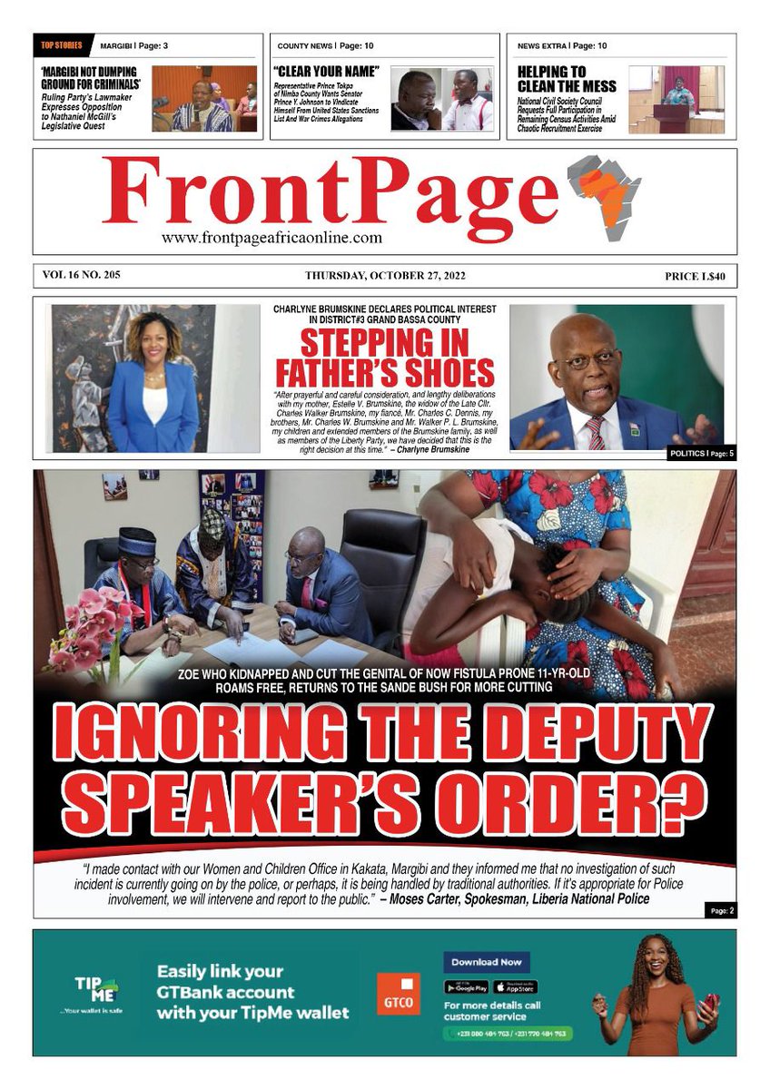 johnson_tamba's tweet photo. #JusticeMustBeServed
#ProtectHerRights
#SheIsAChild
He For She Crusaders Liberia condemns the conscription of a 11 years old girl child in FGM causing her to develop Fistula. She as order conscripted by chief Zoe Famatta Musa of Margibi County on September 15, 2022. https://t.co/bl42na39Xd
