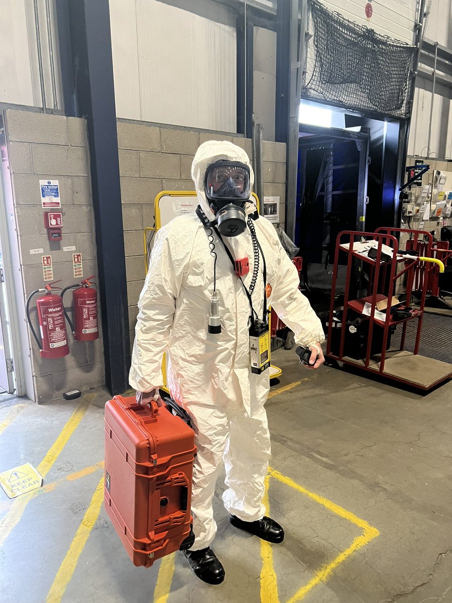 Selby & Tadcaster crews joined staff from Clipper logistics to take part in a hazmat exercise this Morning at their Selby Site Firefighters wore Breathing apparatus and a specialist HMEPO analysed the substance. Clipper staff tested their emergency procedures during the exercise