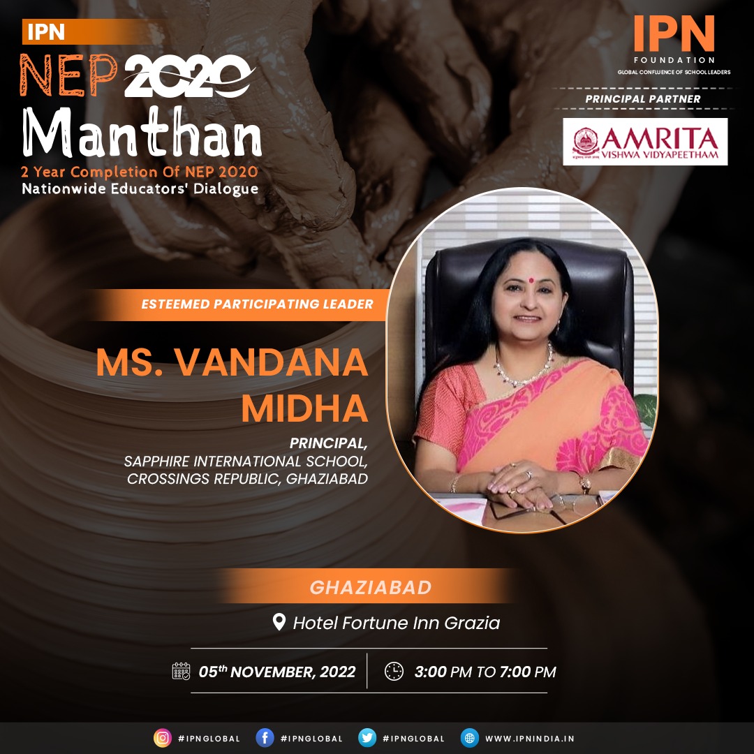 IPNFoundation's tweet photo. IPN Leaders will be joining us at Nationwide School Leaders' Dialogue from ๐ฎ๐๐๐๐๐๐๐๐
to discuss and share their views on 02 years of NEP2020 Implementation.
#school #ipnindia #nep2020 #ipnmanthan2022 #paneldiscussion #meetups #Ghaziabad #educators https://t.co/wAqHU6SKkm