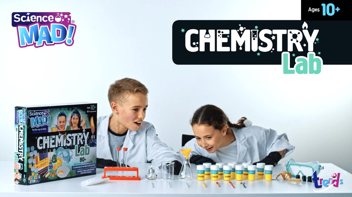 UKMumstv's tweet photo. And that's not all the #ScienceMad Chemistry Lab comes with a real methylated spirit burner to help when learning about the fascinating chemical reactions involving heat! https://t.co/UhfAivlb7Y