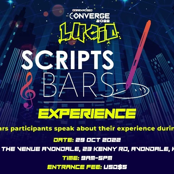 Comexposed's tweet photo. Come hang out with some of the Scripts and Bars participants as they take you through their journey during the project. 

Meet them at  #converge22 

#comexposed #comiccon22 #LUCID #scriptsandbars https://t.co/j90HjraZbN