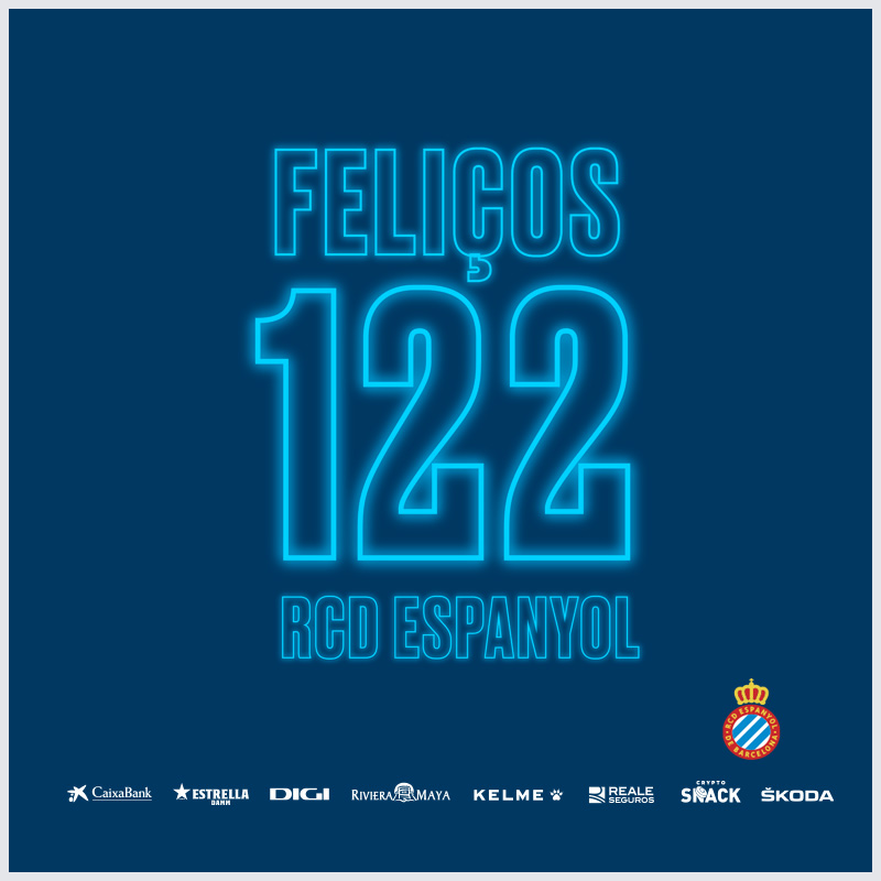 RCDEspanyol's tweet photo. Pocs ho poden dir: fem 𝟏𝟐𝟐 anys d'història. Lluitant a contracorrent, hem arribat fins aquí. I si seguim junts, ens queda un camí llarguíssim.

Sou el nostre motor. La nostra ànima. El nostre orgull.

Feliços 1⃣2⃣2⃣, pericos i periques.

#RCDE https://t.co/pYSiHPGyKO