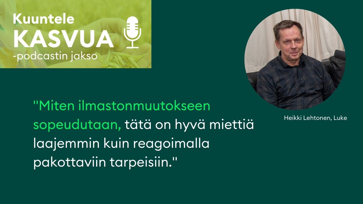 Tuoreessa #hiilipelto-podcastin toisessa osassa keskustellaan ilmastokestävistä viljelyratkaisuista talouden näkökulma huomioiden. Sami Talolan haastateltavana on tutkimusprofessori Heikki Lehtonen Luonnonvarakeskuksesta. #HiilestäKiinni

Kuuntele tästä: proagria.fi/ajankohtaista/…