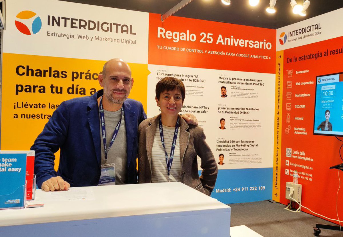 MadridTechShow's tweet photo. “Mejoramos tus resultados online”@interdigitales ayuda a tu marca en una agencia 360º a posicionarse en el mercado. Puedes encontrarles en el stand H36 Están de celebración por su 25 aniversario 🎉 #MTS2022 https://t.co/ScM0GvuBfu