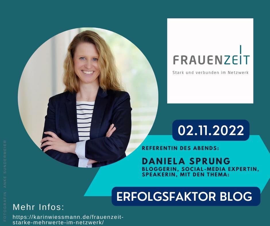 📍Erfolgsfaktor #Blog. 

Zu dem Thema begrüßt das regionale Netzwerk #FRAUENZEIT am Mittwochabend, 02.11. die #Bloggerin Daniela Sprung von @bloggerabc in der Praxis Weiße Villa, Hilden. 
 
Das Interesse am Thema und auf die sympathische Expertin ist gross. Vorfreude!

#bloggen