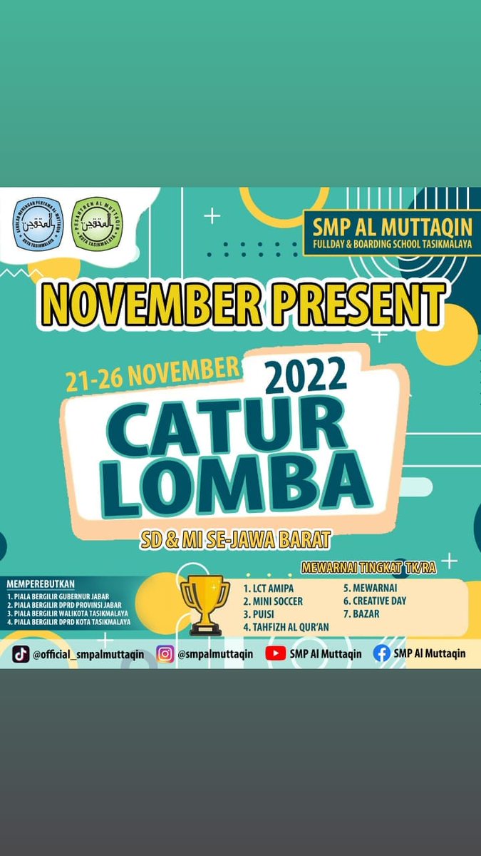 SMPALMUTTAQIN's tweet photo. Ready for Catur Lomba 2022 💪
.
.
Informasi Sekolah : https://t.co/njpQtGmlWq
.
.
#smpalmuttaqin #SekolahParajuara #SekolahBerkarakter #SekolahHebat https://t.co/Q0ZVi0Dr9l