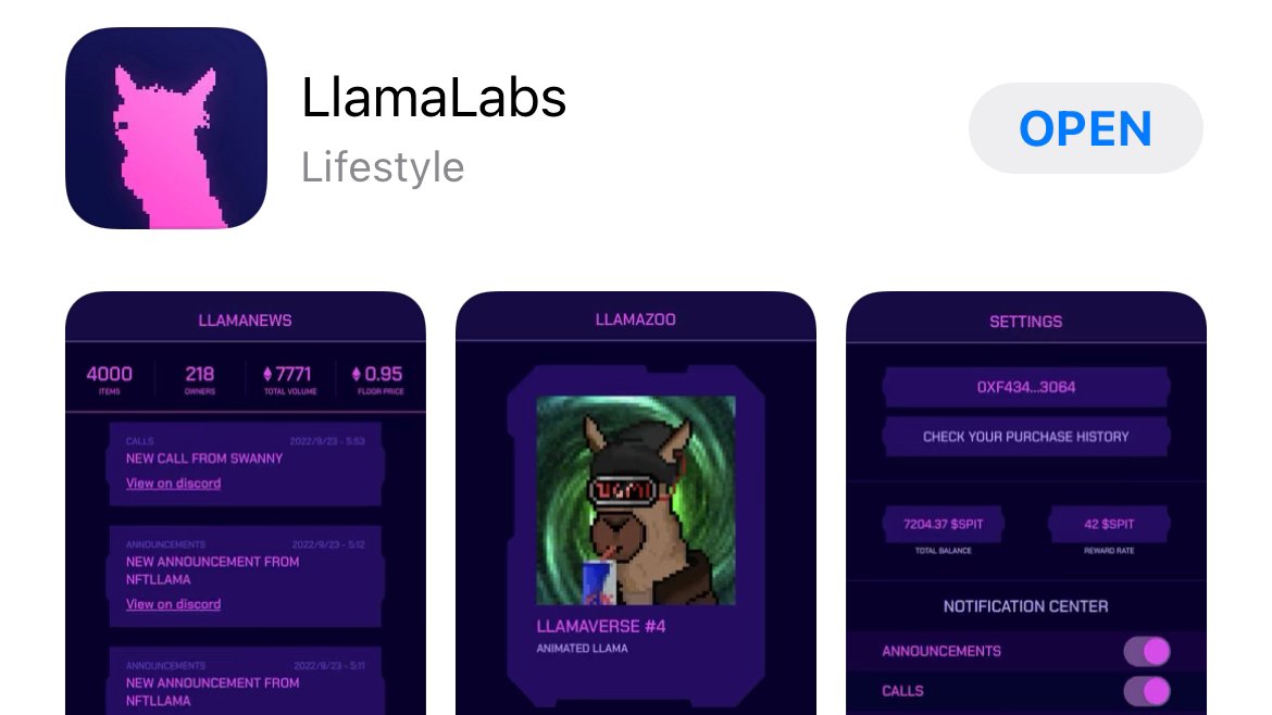 🚀 The V1.0 LlamaLabs App is now available on Android and Apple devices.

V1 is a base for users to be able to get categorized announcement pings outside of Discord, view your Llamas, access balances, and more!

IOS/Apple
apps.apple.com/us/app/llamala…

Android
play.google.com/store/apps/det…