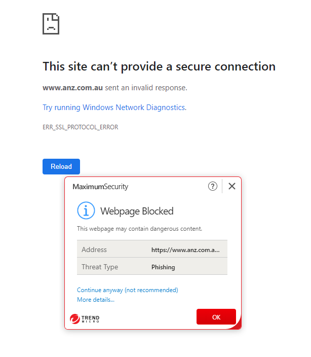 adlriksta's tweet photo. When a major bank's website is broken @ANZ_AU https://t.co/DWvGL9K6He
