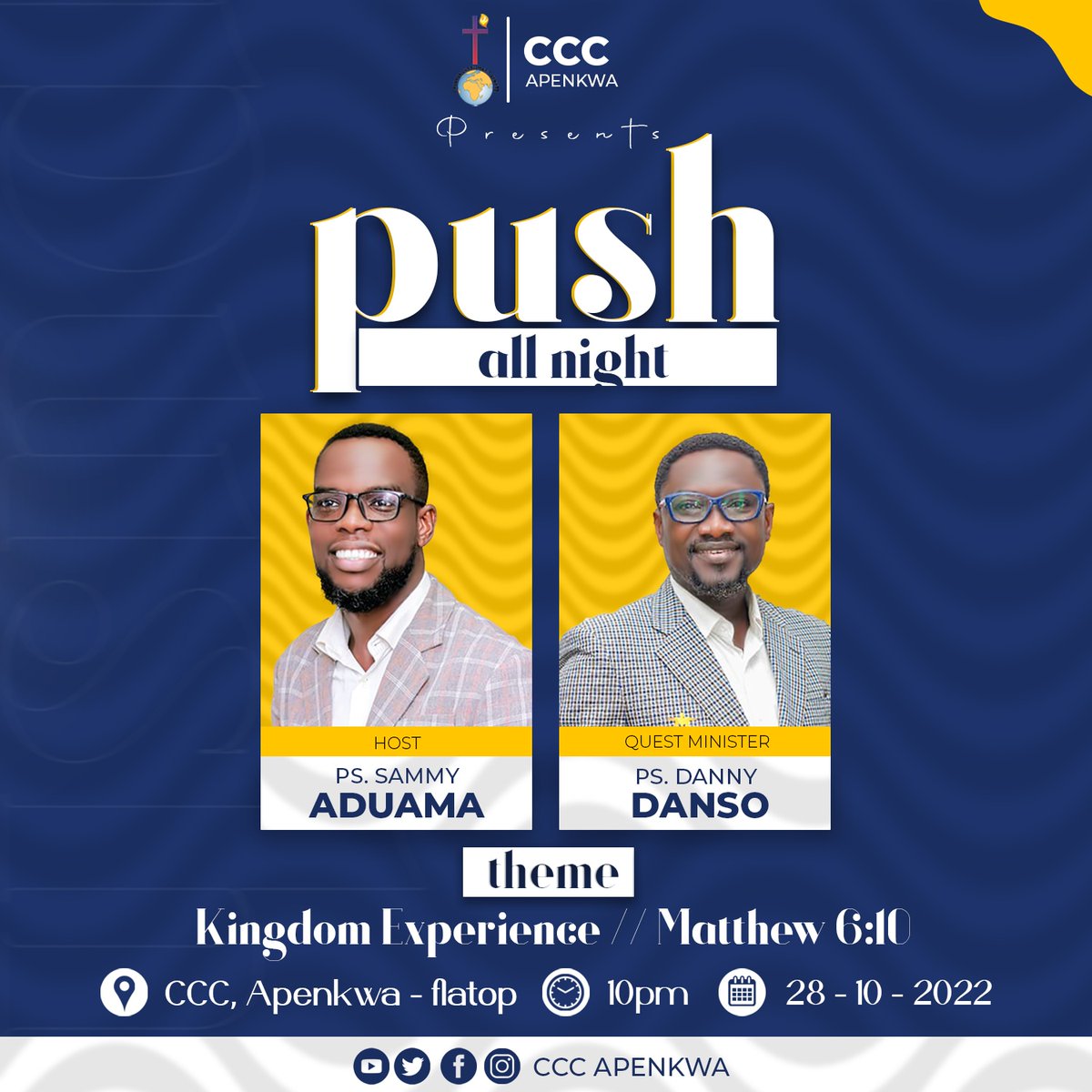 ccc_apenkwa's tweet photo. An atmosphere of prayer, is an atmosphere of open heavens.
Don't miss this experience for anything.
It's PUSH All-night ๐ฅ๐ฅ๐ฅ
#PushAll-night
#KingdomExperience https://t.co/V2k3OXoxCe