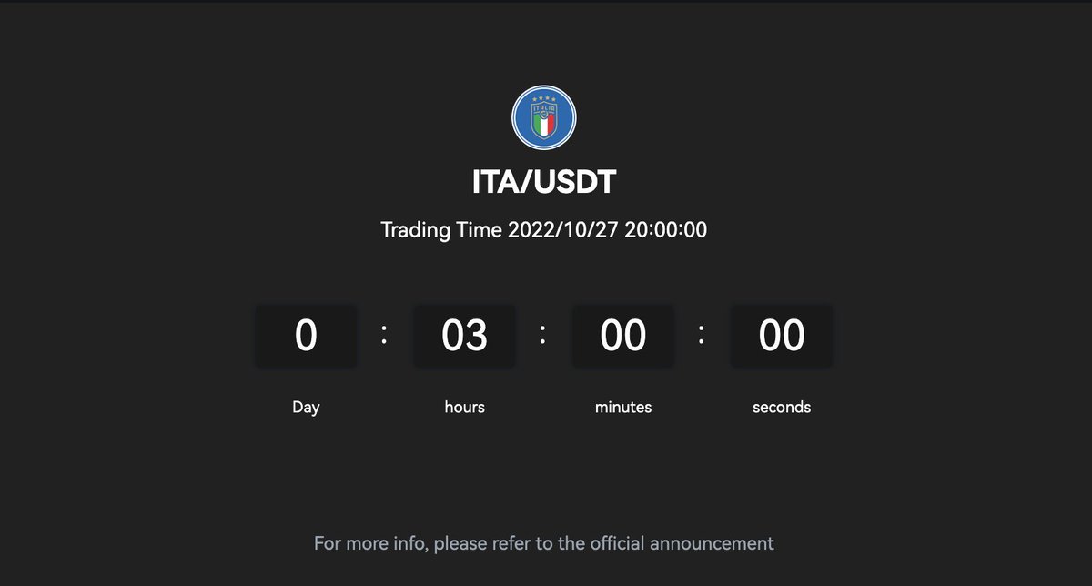 Less than 3 hours until the Initial Listing of $ITA 🚀 ⏰ Set your alarms and let's celebrate with another #giveaways! 🎁 ✅ Follow @Chiliz & @bitgetglobal ✅ Retweet & Tag 3 Friends 🌟 5 lucky users share $200 #BitgetInitialListing #Bitget