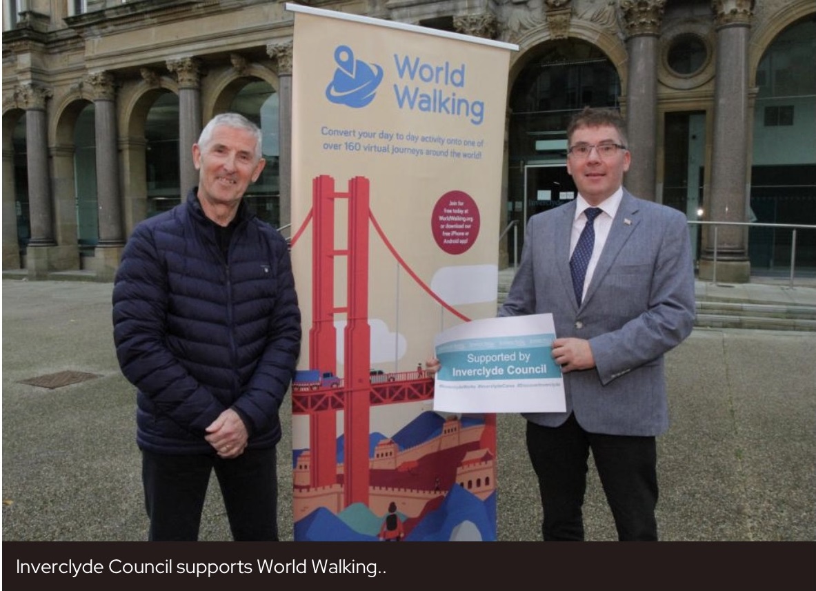 worldwalkingorg's tweet photo. Quite simply, the wonderful support we’ve received from @inverclyde over the years has enabled our small, volunteer-led charity to keep going. 
Join for free today at https://t.co/4nrtxfvJlI and use your #everydaysteps to #walk the world! https://t.co/PabT4lL40G