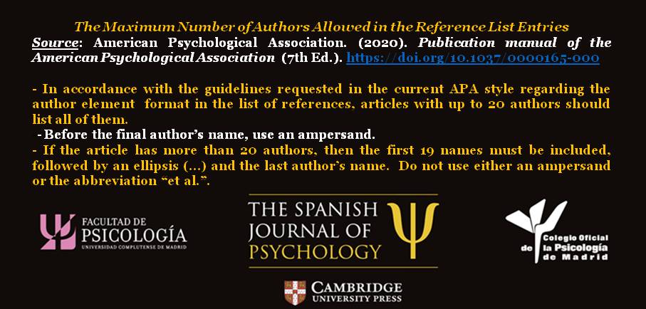 Spanish_PsyJour's tweet image. #InstructionsForAuthors

7⃣ #MaximumNumber of #Authors allowed in the #ReferenceList entries.