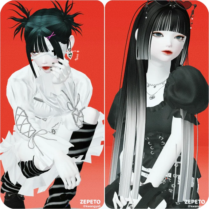 画家がZEPETOいじって作るモノクロファッション('-').... 