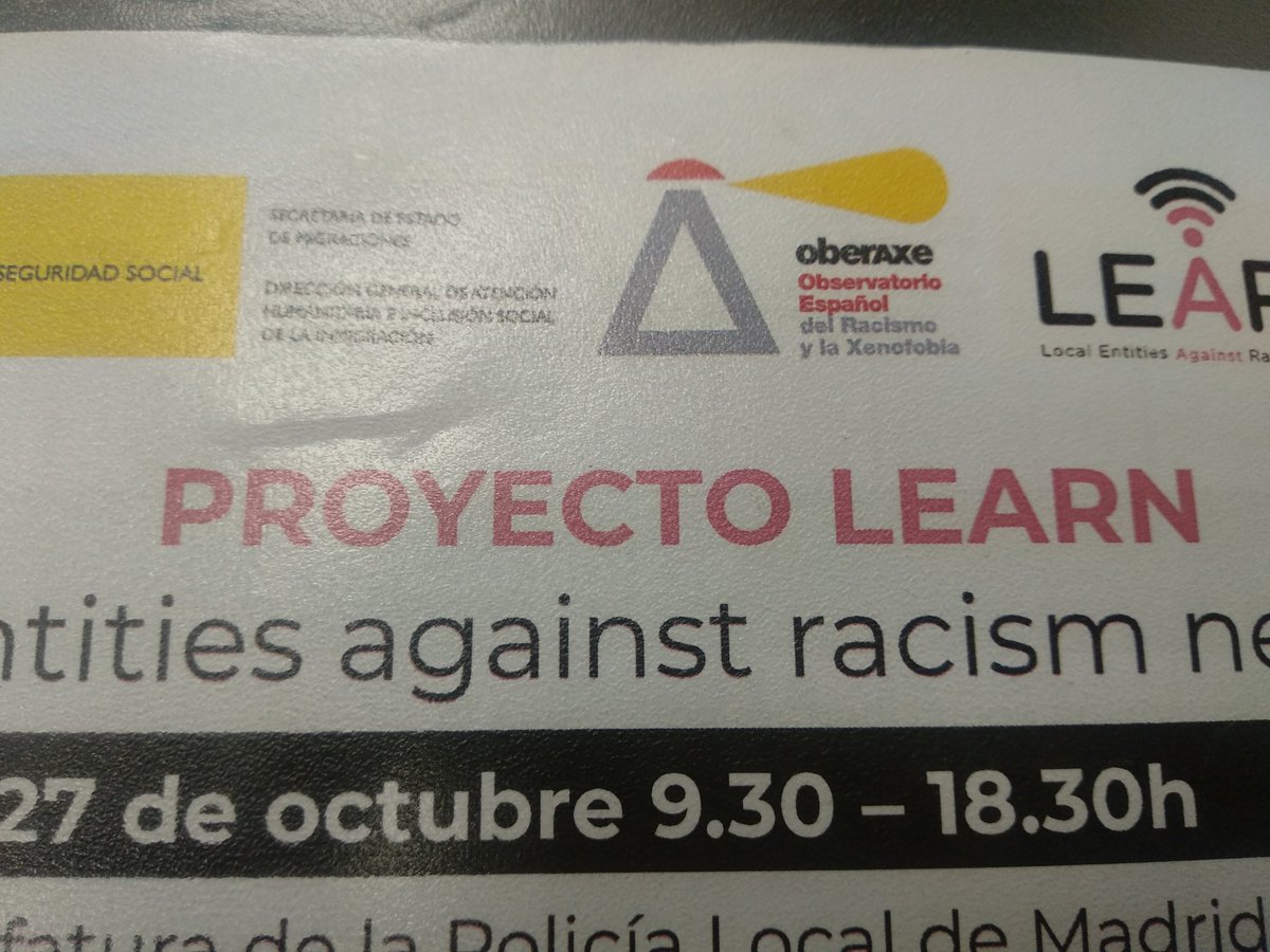 ComillasRefugio's tweet photo. Esta mañana asistimos a LEARN (Entidades Locales contra el racismo) REC-RRAC-RACI-AG-2020 Formación de antenas locales contra el racismo, la xenofobia y la intolerancia @SEstadoMigr @diba @fempcomunica @policiademadrid @CidaliaSpain https://t.co/YVEsmLBXXZ