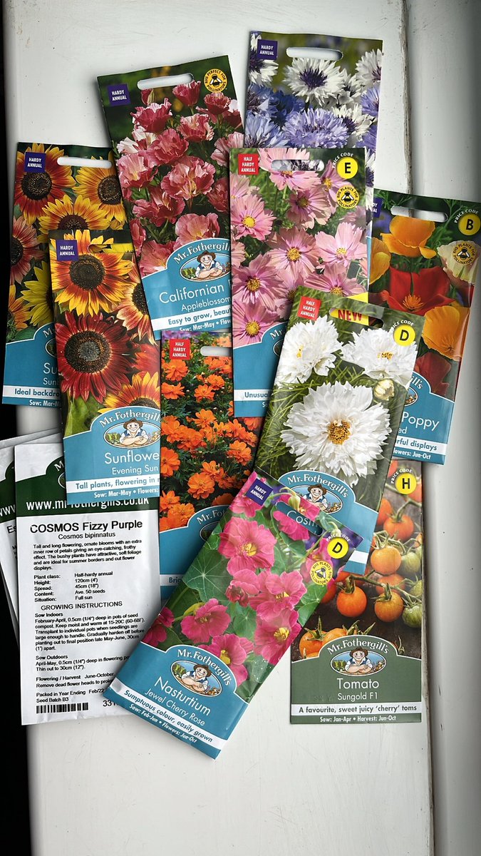 growingwithliv's tweet photo. My @mrfothergill order has landed. Majority of these seeds were only £1, so naturally I bought as much as I could. Going to grow cornflowers for the first time next year 🌞🌱
#gardeningtwitter #seedsfordays https://t.co/gG7mqGToyl
