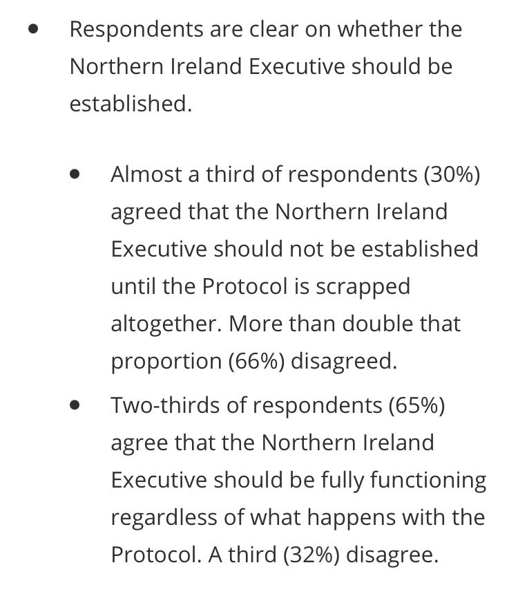 @JP_Biz This is why an election is so important, only 30% of voters agree that the NI Executive should not be established until the protocol is scrapped @JamieBrysonCPNI 🗳
