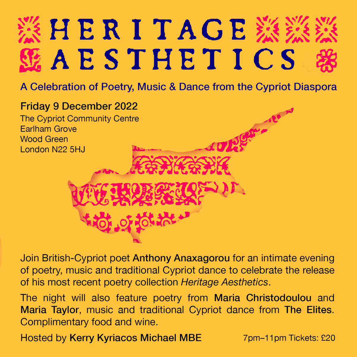 On Friday 9th December join us for a special evening of poetry, dance & music. They'll be a reading from Heritage Aesthetics alongside poetry from @MariaTaylor_ @maria_sophia_c + music & traditional dance from The Elites. Hosted by @1KerryMichael Tix: shorturl.at/hqyA1