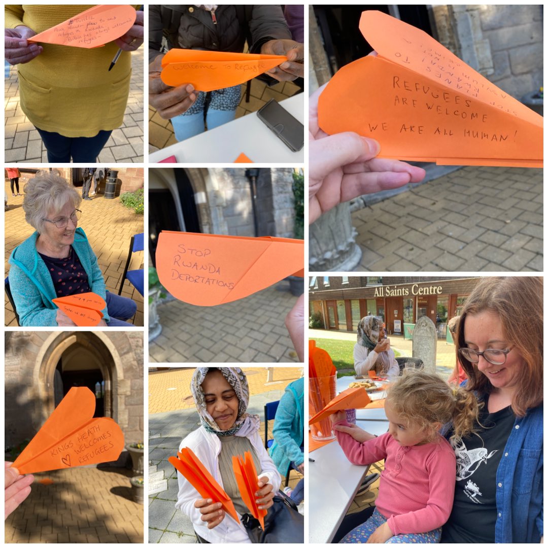 So many orange planes made last month in Birmingham to protest against plan to send refugees to Rwanda. @SuellaBraverman will you #filltheskieswithhope? @RestoreBefriend @RefugeeTogether @AsylumMatters