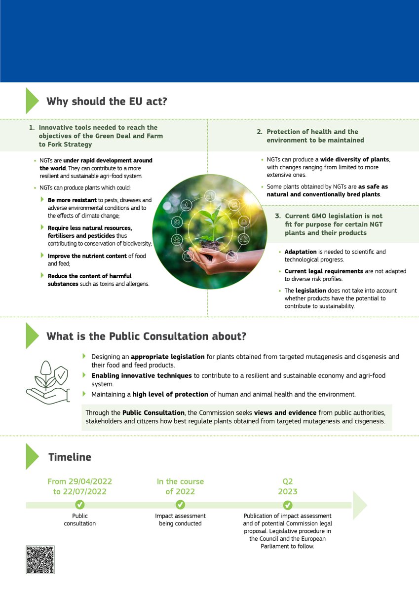 What are New Genomic Techniques #NGTs ? 

New Genomic Techniques can help to make agri-food systems more sustainable🌽

Read more in our factsheet ⬇
and on our website:
🔗 europa.eu/!7q48wq

#EUFarm2Fork #EUGreenDeal