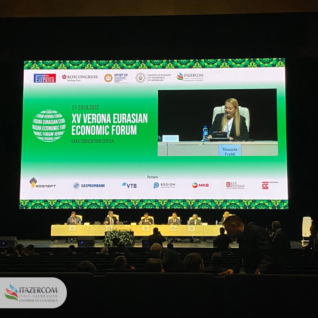 ITAZERCOM's tweet photo. LIVE๐จ: Special Session of XV #Verona Eurasian Forum on โ#Azerbaijan โ a major hub for Eurasian economic cooperation and its prospects for relations with the #EU and #EAEUโ moderated by #ITAZERCOM President Avv. Manuela Traldi. ๐ฎ๐น๐ช๐บ๐ฆ๐ฟ https://t.co/GK9802zhxT