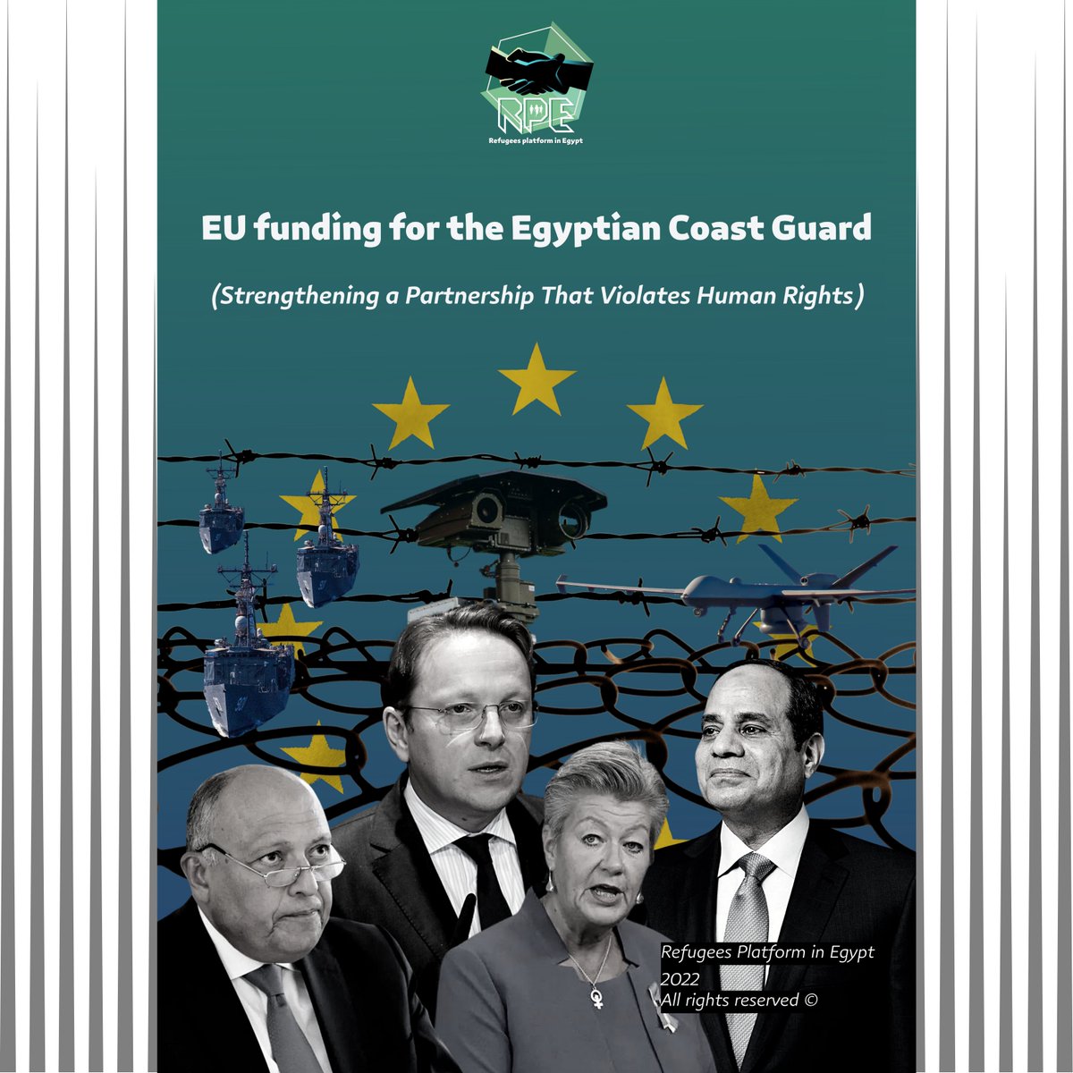 1- A new paper on the European Union’s decision, last June, to fund the Egyptian Coast Guard with 80 million euros, an amount that will be paid in two phases with the aim of “purchasing maritime border control equipment”, but there are no details about what the equipment is