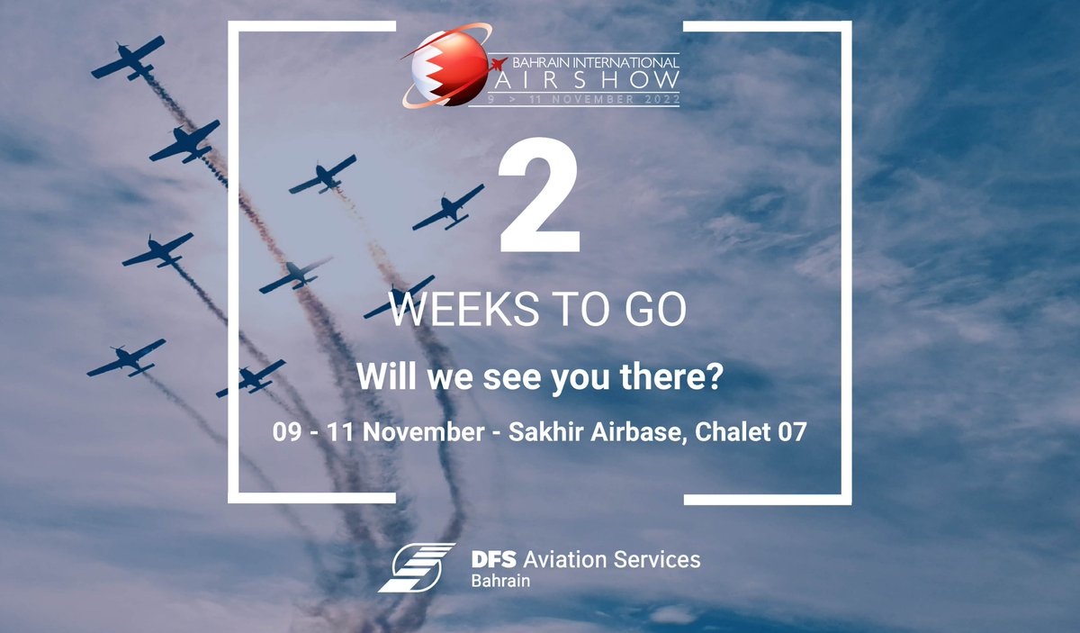 ⏱Only 2 weeks until we move into our Chalet 07 at the Sakhir Airbase at @BahAirshow. We have something special prepared for our visitors so you can enjoy the exciting aerobatic flying displays. Will we meet you there? #BIAS #BIAS2022 #Bahrain #event #meettheteam #aviation