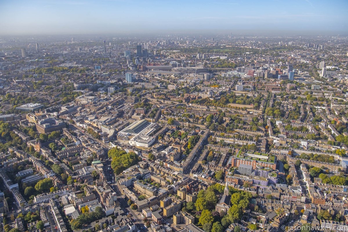 Up over #N1 #IslingtonGreen, #Islington, #Angel, @TheBDC @islingtongztte #London. AS355 helicopter. #AerialViews stock.jasonhawkes.com