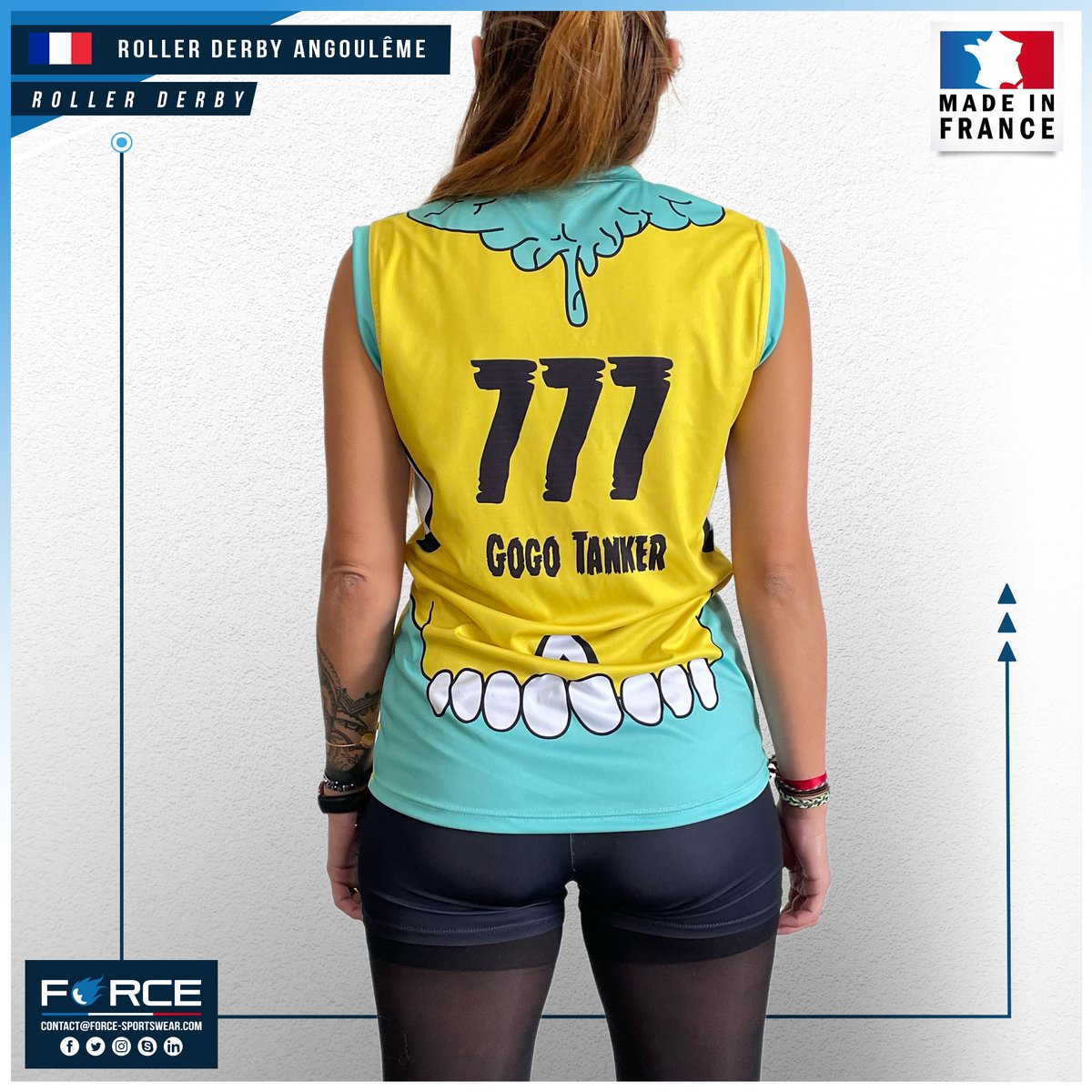 forcesportswear's tweet photo. A splash of brains for Roller Derby Angoulême ! New set of custom jerseys for the team, in light and dark colours and with a referee option 👌

#rollerderby #roller #sportswear #sport #localretail #directproducteur #sublimationprinting #responsiblefashion #madeinfrance https://t.co/X9FGfM6eJn