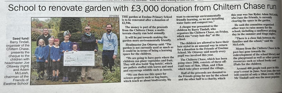 chiltern_chase's tweet photo. £3000 for Sue Ryder!
#sueryder #suerydercharity @suerydercharity #localrun #charityrun #ewelme @SueRyderSouthOx #ewelmeschool #henleystandard https://t.co/VjWvXJOA7t