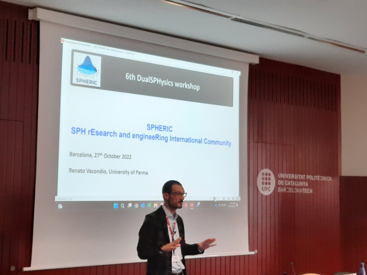 DualSPHysics's tweet photo. @rvacondio as chair of @spheric_ explains to the participants of the #6DSW the main activities of this important organisation.
More information at https://t.co/p98VIN1K07 https://t.co/uvF5ezlZKf
